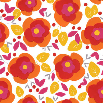 Custom Fabric 'Collage Flower Orange Red' by Julie Harrison