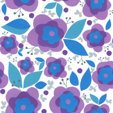 Custom Fabric 'Collage Flower Purple' by Julie Harrison