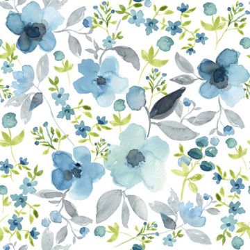 Custom Fabric 'Watercolour Floral Blue' by Julie Harrison