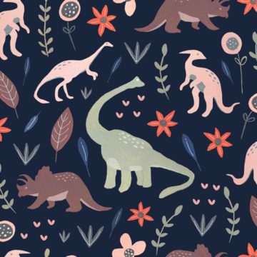 Custom Fabric 'Pretty Dinos Dark' by Mel Armstrong