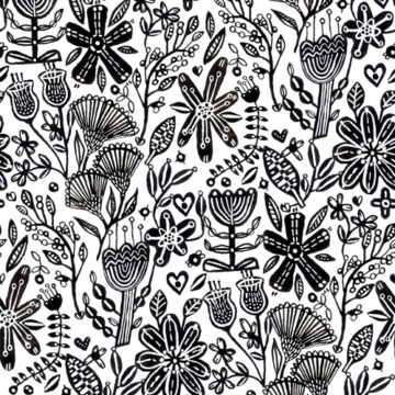 Custom Fabric 'Prairie Petals Black' by Lordy Dordie