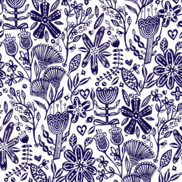 Custom Fabric 'Prairie Petals Indigo' by Lordy Dordie