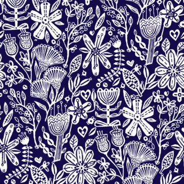 Custom Fabric 'Prairie Petals Indigo Inverted' by Lordy Dordie