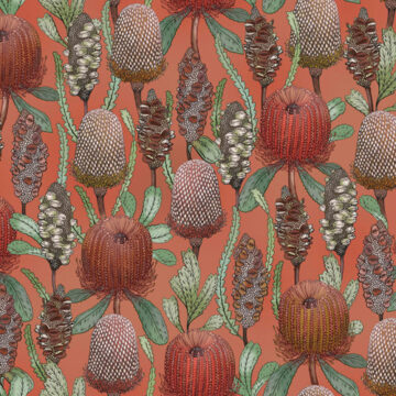 Custom Fabric 'Banksias Repeat Block Peach' by Eloise Short Design
