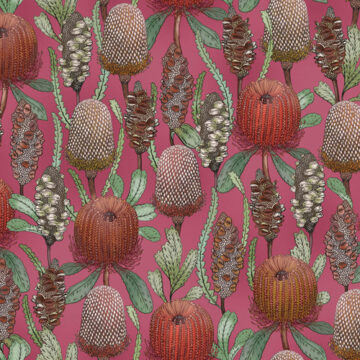 Custom Fabric 'Banksias repeat block pink' by Eloise Short Design