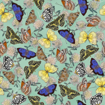 Custom Fabric 'Butterflies Green' by Eloise Short Design