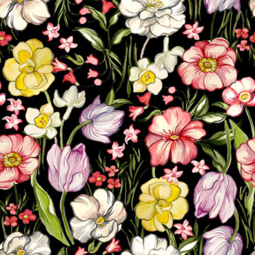 Custom Fabric 'Vintage Garden Floral' by Eugenia Tsimiklis