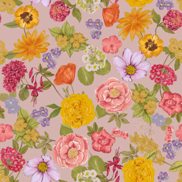 Custom Fabric 'Vintage Print Floral Pink' by Eugenia Tsimiklis