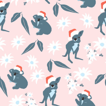Custom Fabric 'Wildflowers Christmas Kangaroo' by Indigo Thread